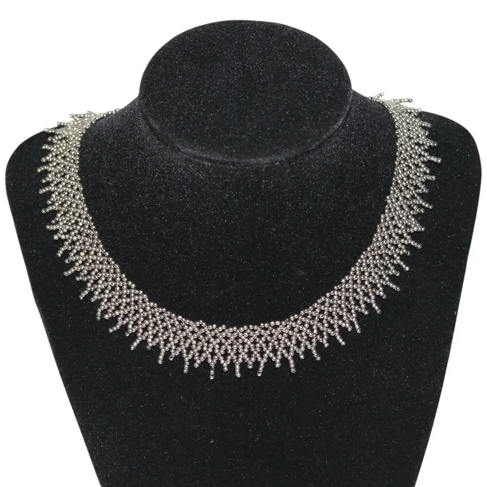 Handmade Turkish Silver Fine Beaded Necklace